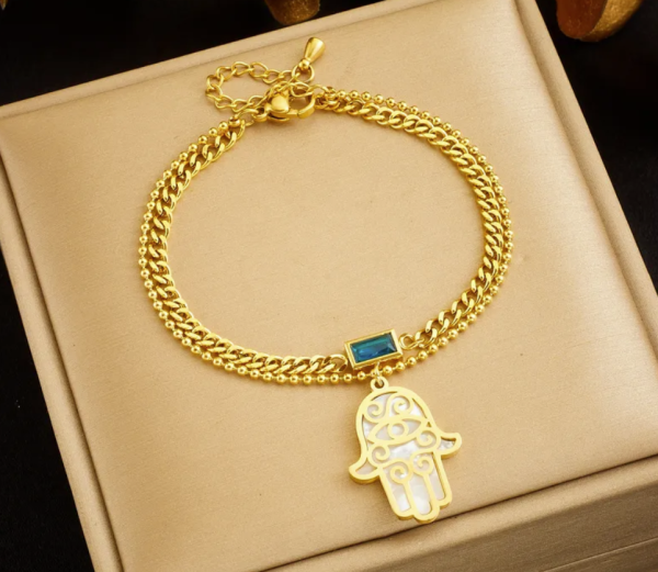 18k Gold Retro Hamsa Palm Bracelet