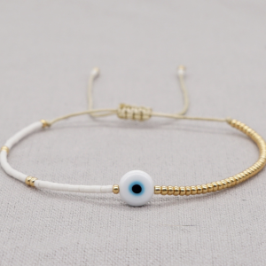 Evil Eye 2 Color Beaded Bracelet