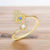 Evil Eye Hamsa Palm Adjustable Ring 1