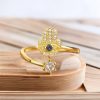 Evil Eye Hamsa Palm Adjustable Ring 2