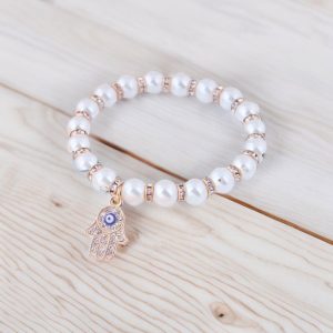 evil eye hamsa palm beaded bracelet